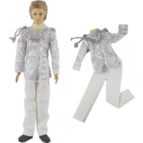 11.5" Fashion Mens Coat Jacket Pants Suit for Ken Boy Doll Clothes Set Top Trousers Outfits for Barbie Boyfriend Male Accessory