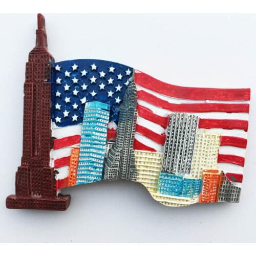 Lychee American Flag Fridge Magnets 3D Hand-painted Refrigerator Magnetic Sticker Home Decoration Travel Souvenirs