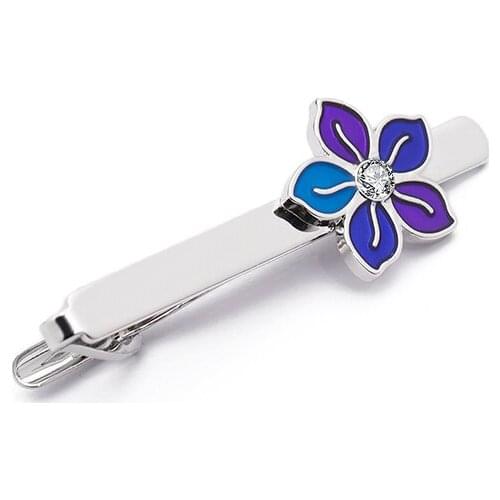 Fashion Mens Neckline Tie Clip Blue Color Flowers High Quality French Inch Shirt Suit Groom Groomsman Tie Clip Business