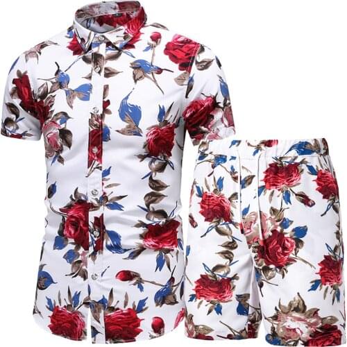 Men 2 Piece Set Summer Shorts Set Man Printed Shirt And Shorts Set Beach Wear Board Shorts Hawaiian Shirt Set Fashion Clothing