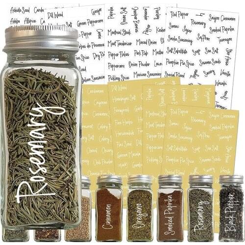 274Pcs Waterproof Fragrance Label Stickers Spice Creative Transparent Combination Pantry Farm Food Jar Labels Black White