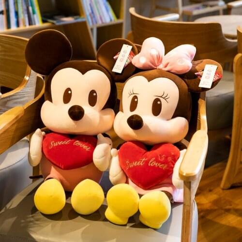 Disney Genuine Kawaii Mickey Minnie Plush Doll Toys 45cm Big Size Plush Toys For Children Throw Pillow Kids Birthday Couple Gift