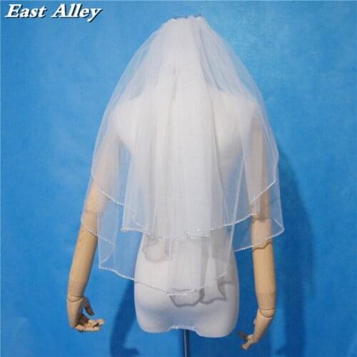 New 2 Layer Crystal Elbow Length Bridal Veil White /Ivory Wedding Veil