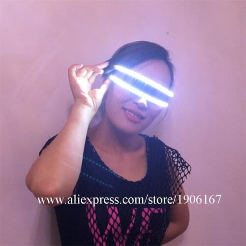 New Arrival LED Glasses White color Luminous Glasses Stage Props For Wedding Sex Woman Glasses Scream Costume for Parties