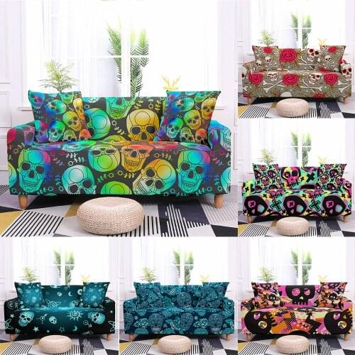 1/2/3/4 Seater 3D Skull Sofa Cover Stretch Removeable Seat Covers Couch Cover Sofa Slipcovers Living Room Home Decor