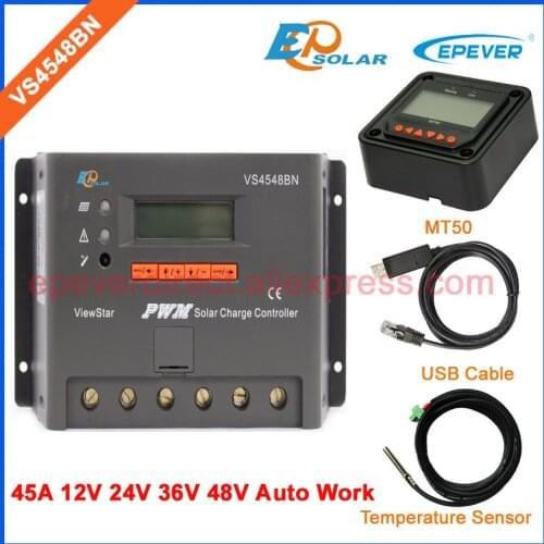 EPEVER 45A regulator factory direct supplu VS4548BN Solar controller 48V/36V battery charger USB and MT50 Meter lcd display