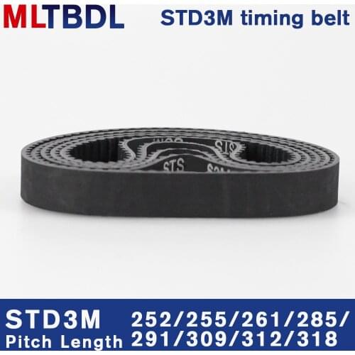 STD 3M Timing Belt 252/255/261/285/291/309/312/318mm 6/9/10/15mm Width RubbeToothed Belt Closed Loop Synchronous Belt pitch 3mm