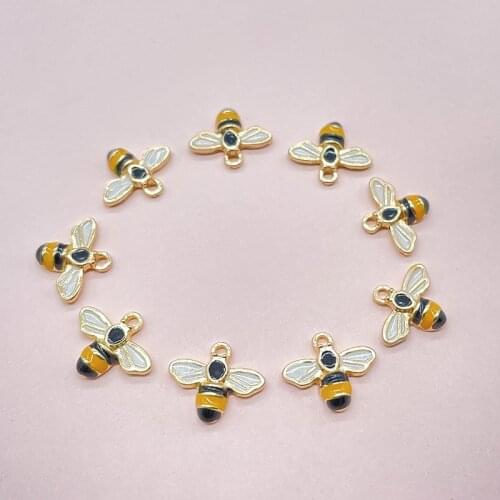 10pcs DIY Handmade Earrings and Hair Accessories Keychain Pendant Accessories Exquisite Bee Pendant Accessories diy alloy button