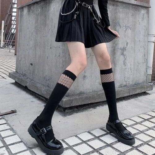 Mesh Velvet Leg Socks JK Silk Knee Sock Tube Lolita White Black Half Calf Long Socks Costumes Accessories Uniform Stockings
