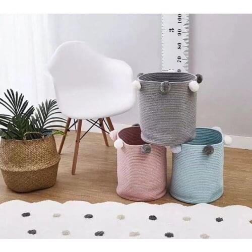 Nordic Style Pink Storage Bag For Clothes Kids Girls Room Organizer Bag Cotton thread Storage Pouch Stand Bag For Kids 32CMX37CM