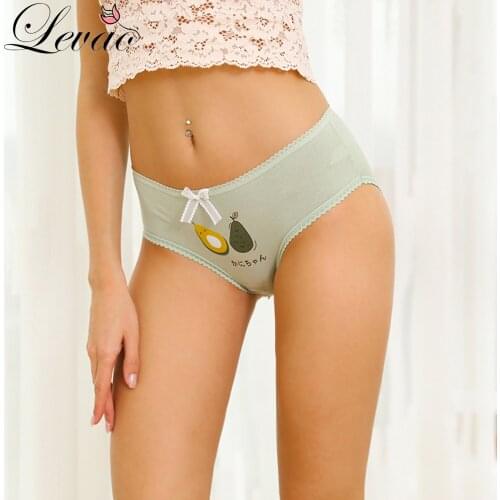LEVAO Womens panties Avocado Printed Cotton Underwear Lady Green Briefs Female Cotton Lingerie Ladies Cartoon Girls Panty