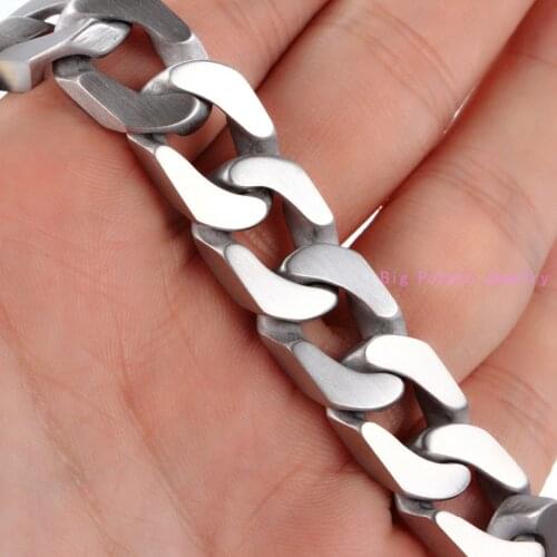 Heavy Huge Silver Color Cuban Curb Casting Link Chain Bracelet 316L Stainless Steel Cool Men Bangle Jewelry 12mm*22CM