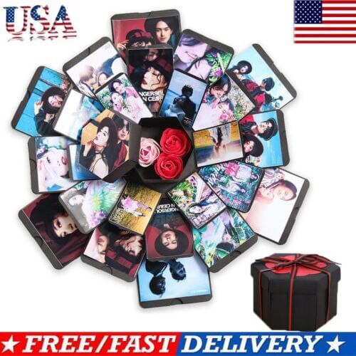 US STOCK Surprise Explosion Box DIY Scrapbook Photo Album For Valentines Wedding Gift