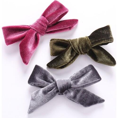 Velvet Handtied Bow Nylon Headband or Clip for Autumn and Winter, Schoolgirl Velvet Hair Accessories