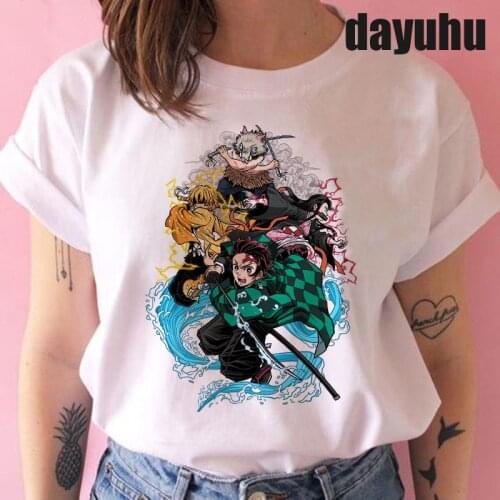 Japanese Anime Demon Slayer Kimetsu No Yaiba T Shirt Women Kawaii Demon Slayer Tshirt Tanjirou Kamado Graphic Tee Female T-shirt
