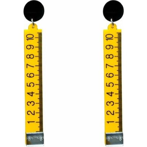 Creative Funny Scale Ruler Acrylic Earrings for Women Harajuku Long Yellow Unique Statement Earrings Fashion Jewelry Geometric