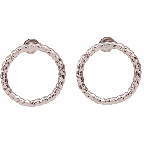 Simple Style Closed Round Metallic Rope Small Hoop for Women Stud Earrings