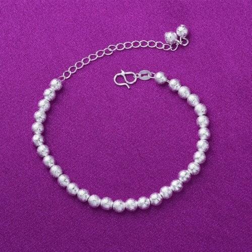 925 Sterling Silver Round Bead Charm Bracelets Bangles Link Chain Bracelets For Women Party Wedding Jewelry A170