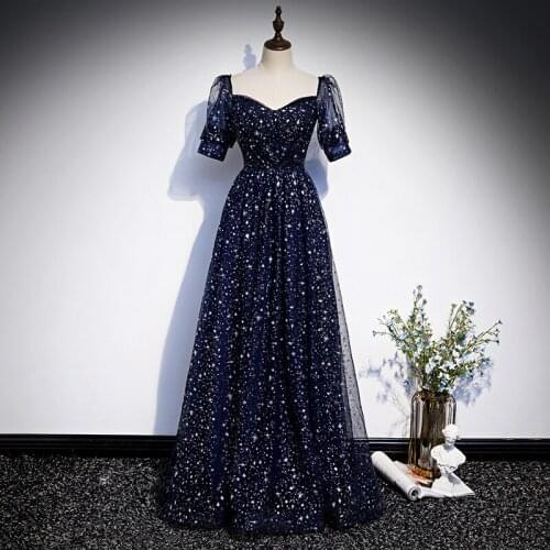 Fashion Strapless Evening Dress Short Sleeves Sequins Appliques Ruched Floor-Length New Lace Up Party Formal Dresses Woman B992