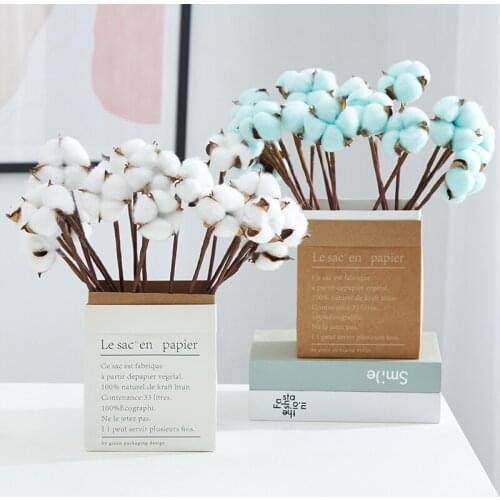 10pcs Dried Cotton Flower Artificial Natural Plants Floral Branch For Wedding Party DIY Garland Christmas Flowers Home Decoratio
