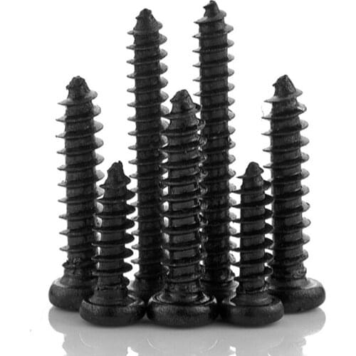 20pcs/lot M3 M4 4/6/8/10/12/14/16/18/20/25/30/35mm screw black carbon steel phillips round pan head tapping screw