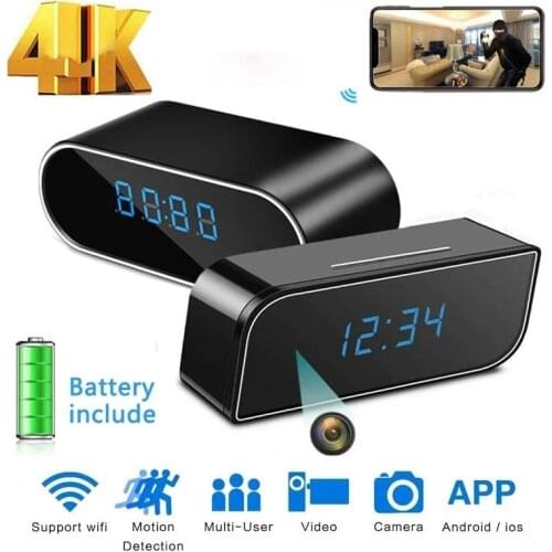 4K 1080P HD Clock Camera WIFI Control Concealed IR Night View Alarm Camcorder PK Z10 Digital Clock Video Camera Mini DV DVR