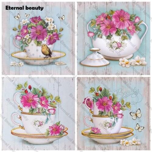 Full Drill Diamond Painting Flowers 5D Diamond Embroidery Cross Stitch Wall Art Picture of Rhinestone for Home Wall Decoration