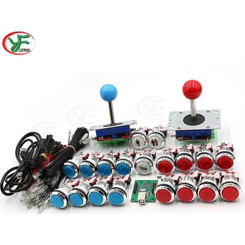Arcade Joystick DIY Kit Zero Delay USB Encoder To PC PS3 Raspberry pi 4 Way 8 Way Joystick + LED Push Buttons For Arcade Mame