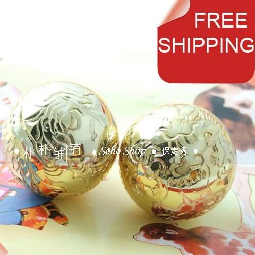 Free shipping.Precious 50mm handcarved baoding iron balls.Well combination of nobleness & artwork.Wood gift box.Limited edition