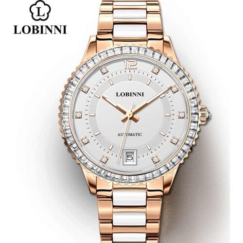 Lobinni Luxury Brand Womens Watch Automatic Auto Date Fashion Mechanical Watches For Women Casual relojes Waterproof Wristwatch