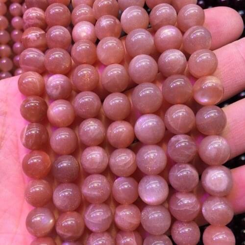 Pure pink sunstone beads natural gemstone beads DIY loose beads for jewelry making strand 15" wholesale