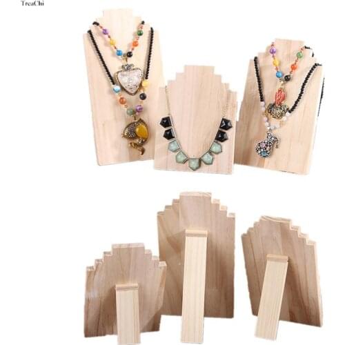 New Design Wooden Jewelry Stand Necklace Series Showcase Pendant Chain Hanger Display Fashion Storage Mannequin for Men &Women