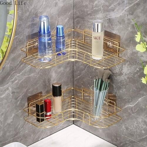 Bathroom Kitchen Corner Shelf Golden Shower Shampoo Soap Cosmetic Holder Toiletry Supplies Triangle Racks Bathroom Accessories