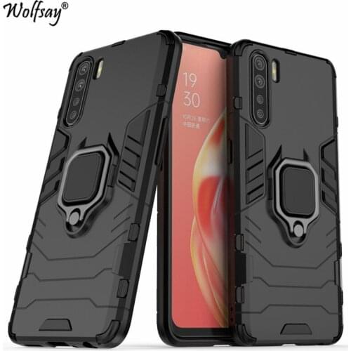 For OPPO A91 Case For Shockproof Armor Silicone Cover Hard Back PC Stand Phone Case For OPPO A91 Protective Cover For OPPO A91