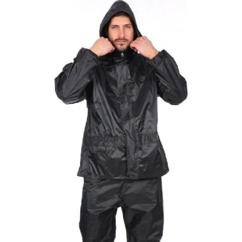 Black Adults Raincoat Men Outdoor Rain Coat Pants Set Hiking Rainwear Motorcycle Waterproof Windbreaker Gift Rain Gear Suit Y043