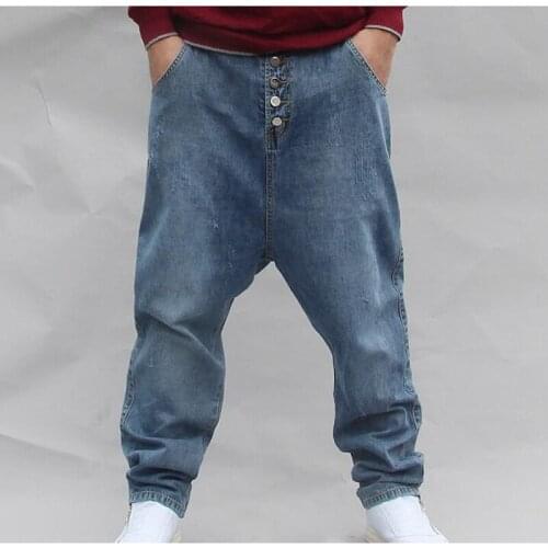 Fashion Plus Size Denim Jeans Men New Hip Hop Baggy Jeans Mens Denim Hip Hop Loose Pants Rap Jeans for Boy Rapper