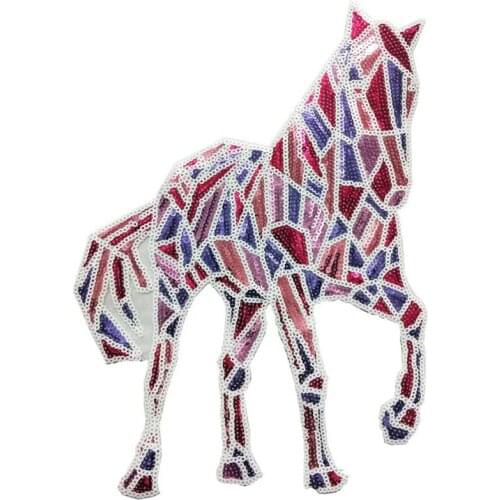 T shirt women Animal patch sequins Fashion Horse deal with it biker patches for clothing Diy flower stickers t shirt mens