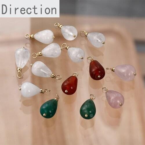 Customized natural stone powder crystal blue drops retro handmade jewelry pendant diy earrings earrings material accessories