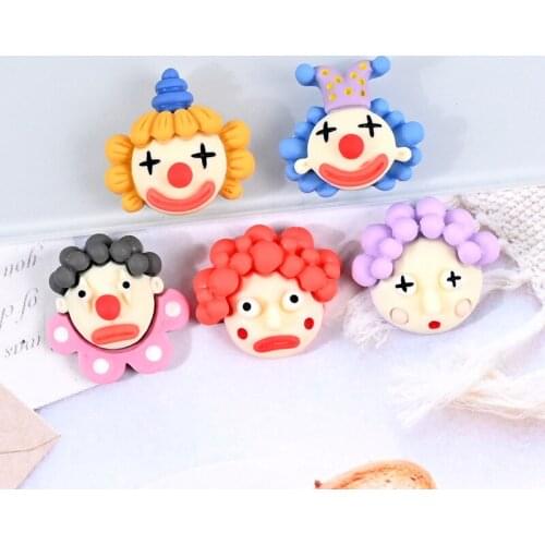 10pcs/lot Newest Kawaii Resin Circus Clown Cabochons Flatback Fit Jewelry Phone Decoration DIY Scrapbooking Hair Accessories