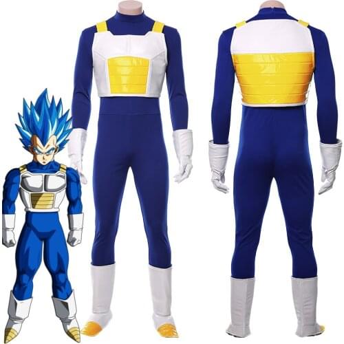 Z Vegeta IV Cosplay Costume Outfit Boy Men Jumpsuit Shoe Covers Gloves Halloween Carnival Costumes