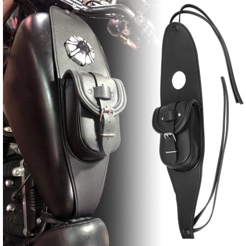 Motorcycle Gas Fuel Tank Leather Bag Dash Console Center Pouch Black Bag Leather For Harley Sportster XL 883 1200 Models