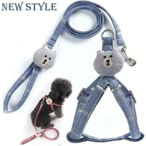 Personalized Dog Harness Leash Set Pet Breast-band Nylon Collar Vest Adjustable 1.5M Walking Lead Strap for Small Medium Dog Cat
