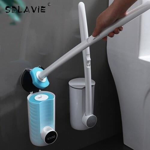 SDLAVIE Bathroom Disposable Toilet Brush without Dead Corners Can Be Thrown Household Wall-Mounted Cleaning Toilet Set