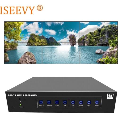 ISEEVY 4K Video Wall Controller 2x3 TV Wall Controller 3x2 support 3840*2160@60Hz HDMI DP Multiple Inputs for 6 TV Splicing