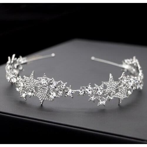 Luxury Fashion New Crystal Tiaras And Crowns Stars Rhinestone Wedding Headbands Hairbands Bridal Women Hair Jewelry