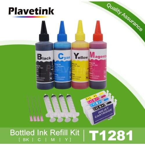 Plavetink 100ml Printer Ink Refill Kit + Refillable Ink Cartridges T1281 For Epson Stylus S22 SX125 SX130 SX230 SX235W Printers