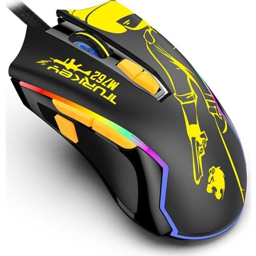 Wired Gaming Mouse RGB Ergonomic Mouse 8 Programmable Buttons 800/1200/1600/2400/4800/6400DPI/ RGB Light/ Plug & Play Blue