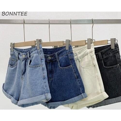 Shorts Women Denim Vintage Summer Basic Simple All-match Hot Sale High Waist Leisure Ulzzang Ladies Streetwear Chic Classic Ins