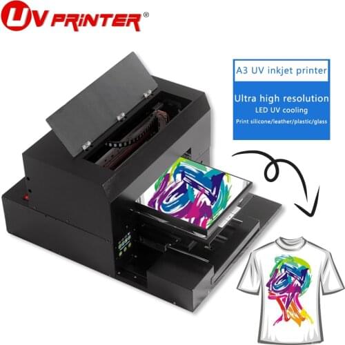 A3 UV inkjet printer multifunctional flat cylinder 2 in 1 DTG DTF clothes printing for leather/silicone/glass