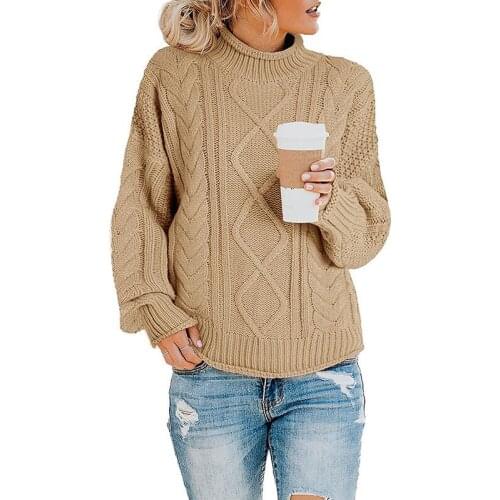 Women Turtleneck Knitting Sweaters Fashion Pullovers Oversized Female Winter Loose Solid Color Casual Sweater Ladies Tops 2021